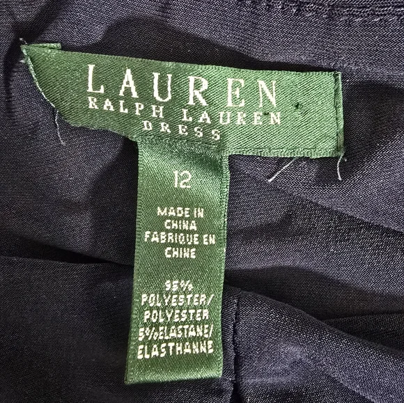 Lauren Ralph Lauren Navy Blue Ruched Bodycon with Elegant Front keyhole Cutout - Picture 6 of 6